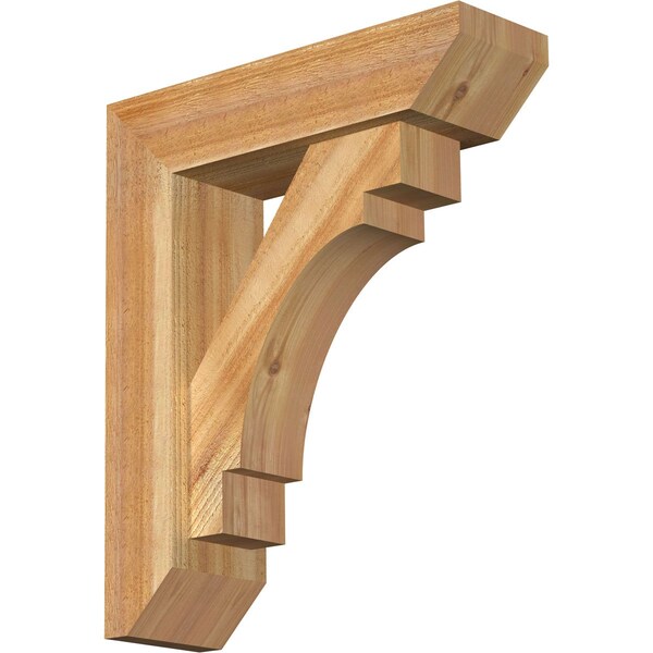 Ekena Millwork Merced Slat Rough Sawn Bracket w/ Offset Brace, Western Red Cedar, 6"W x 20"D x 24"H BKT0604X20X24MRC06RWR - main